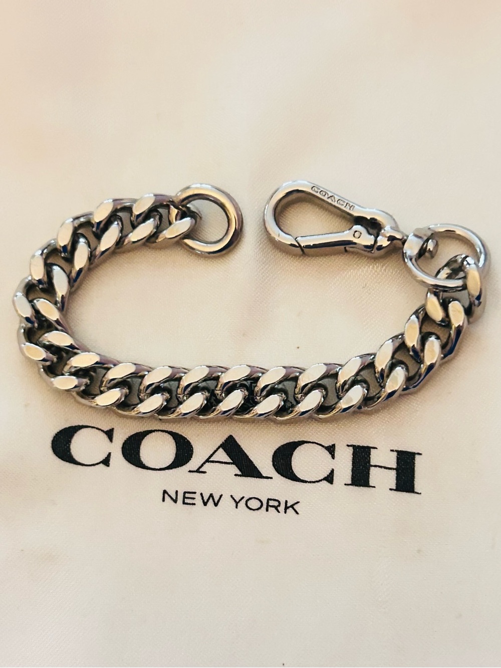 RARE Coach Signature Small Silver Tone Chain Keychain/ Bag Charm - Picture 4 of 13